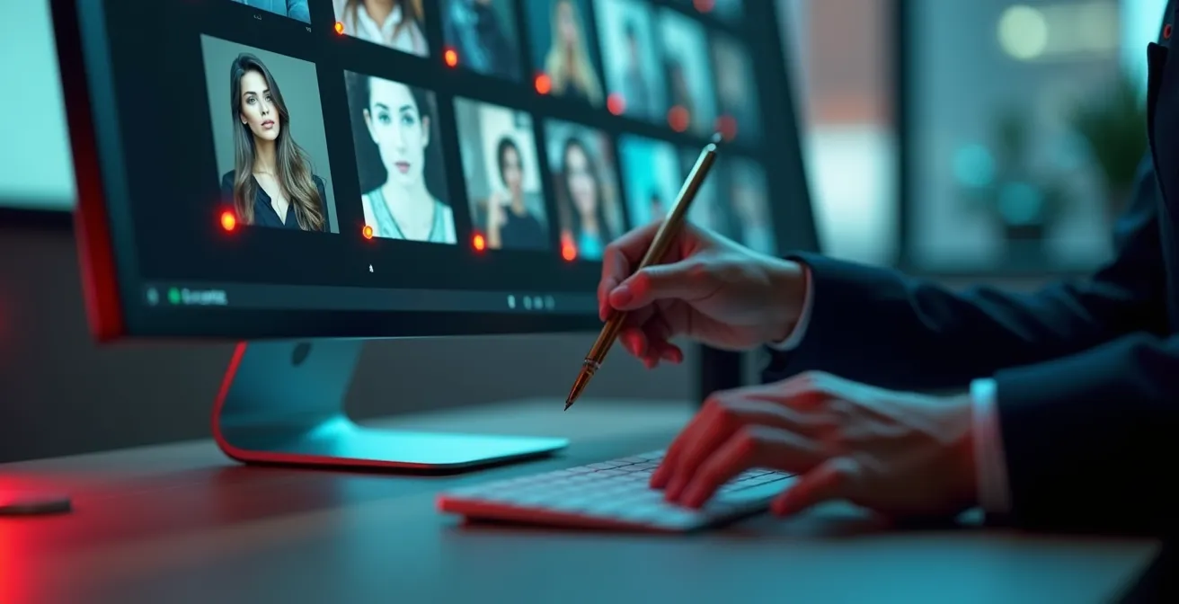 Fotografen-Interface mit farbcodierter Bildauswahl in Grün, Gelb und Rot