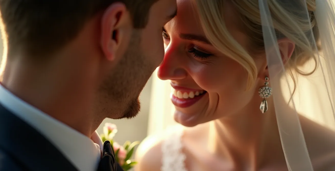 Brautpaar in emotionalem Moment mit perfektem Fokus auf den Augen