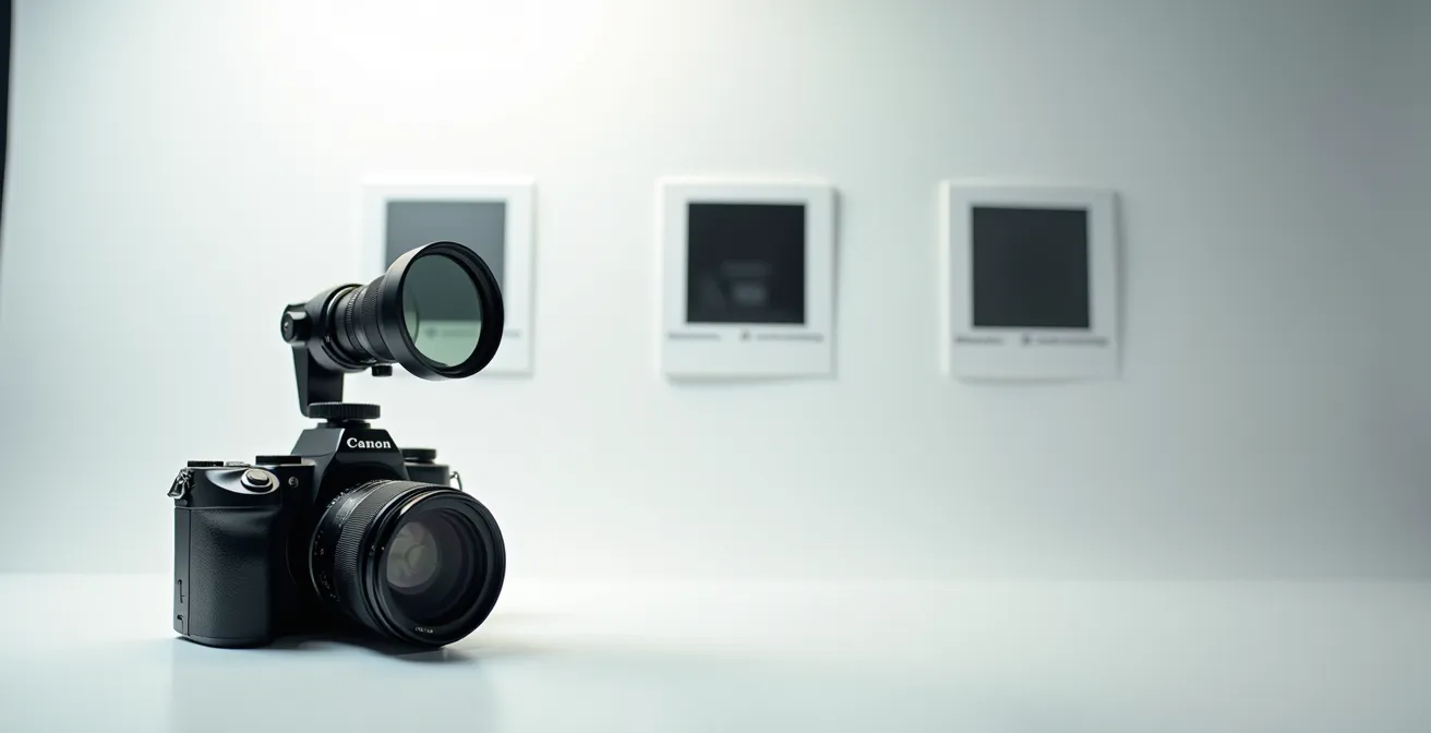 Zwei rotierende Filtergläser mit sichtbarem Schärfeverlust im Hintergrund