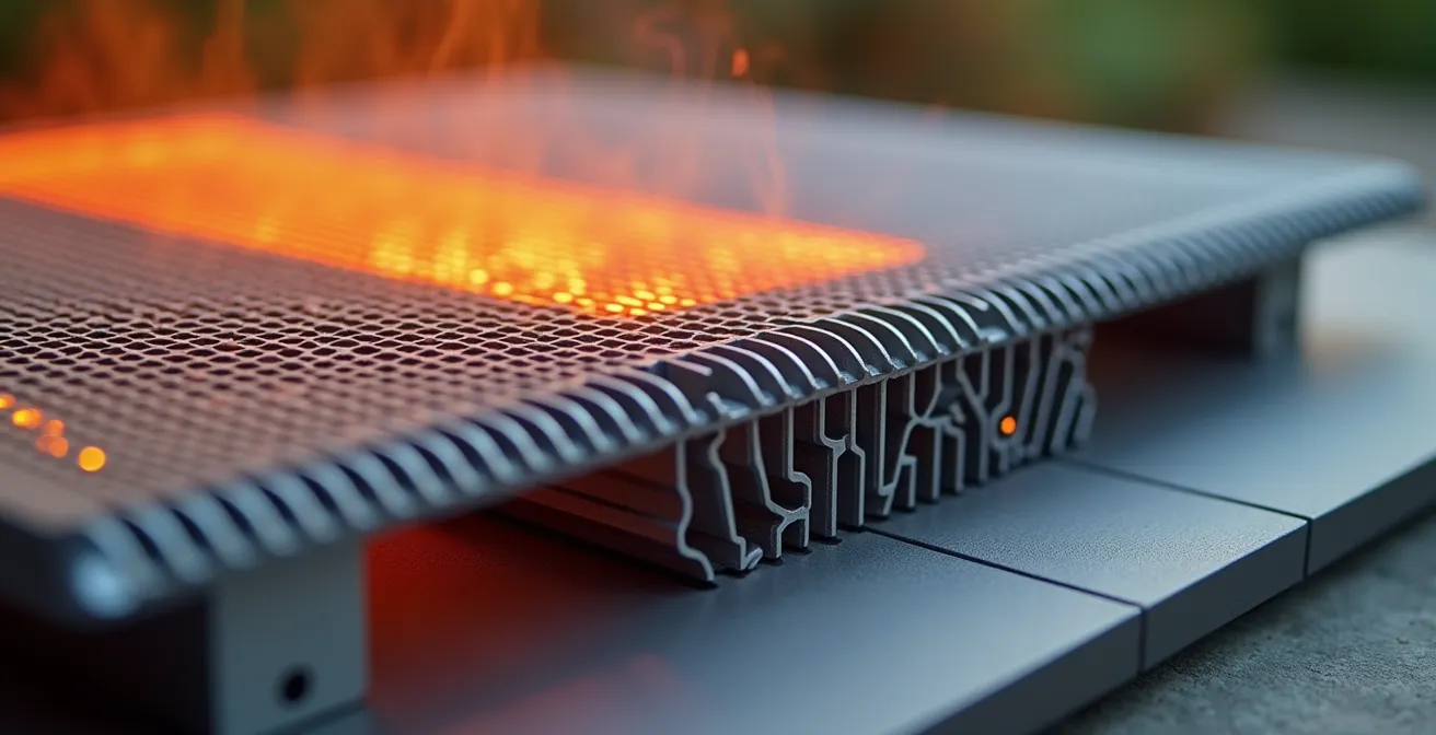 Laptop mit aktiver Kühlung und Temperaturüberwachung am Fotografieset