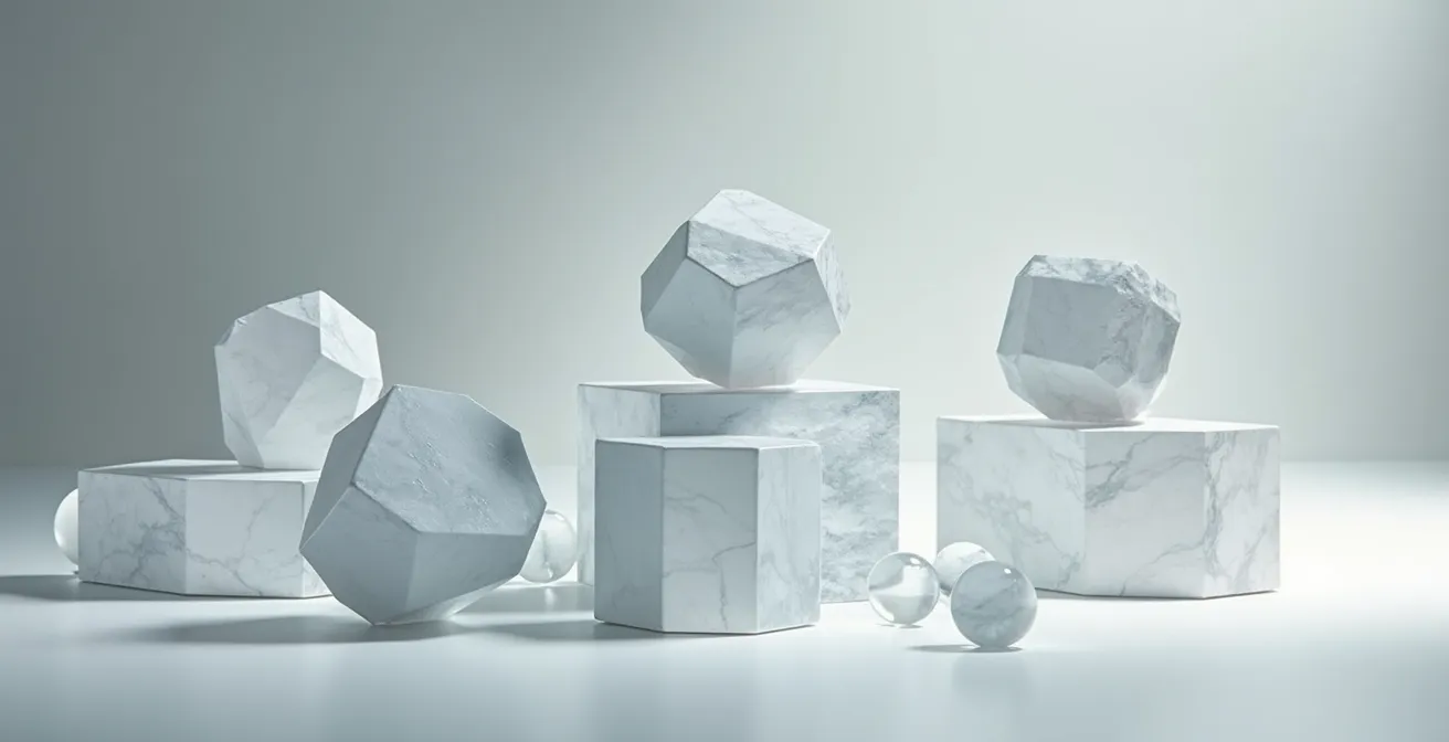 Symbolische Darstellung verschiedener Katalogstrategien durch abstrakte geometrische Formen