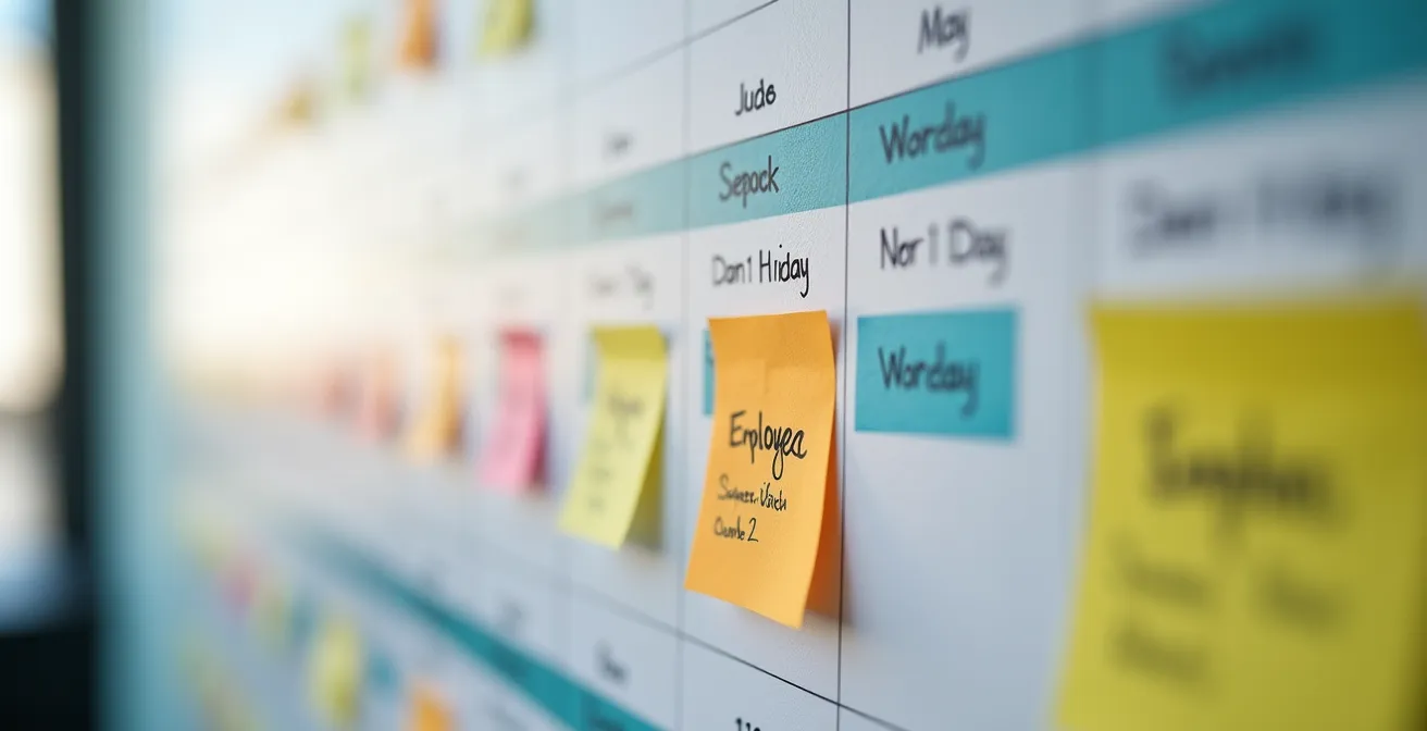 Detaillierte Shooting-Matrix und Zeitplan-Visualisierung für Mitarbeiterfotografie