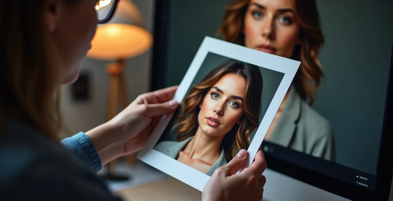 Vergleich zwischen Monitor-Softproof und tatsächlichem Druckergebnis