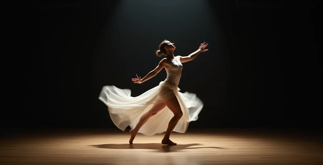 Dynamische Tanzaufnahme mit ausbalancierter Verschlusszeit und ISO-Einstellung